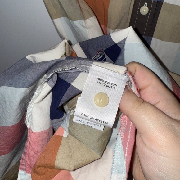 L.L.Bean Signature Womens Plaid Button-Down Shirt Dress Size L Multicolor Cotton - Picture 8 of 8